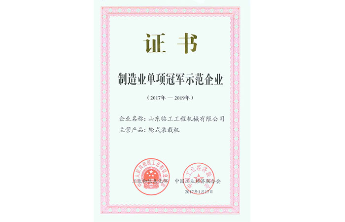 Demonstration Enterprise of Single Champion in Manufacturing Industry